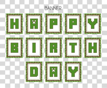 Download Minecraft feliz cumpleaños pancarta Printable PNG file