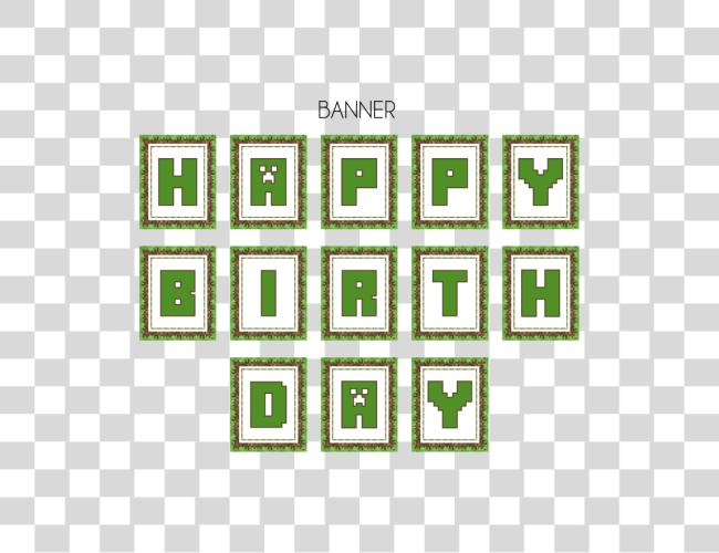 Download Minecraft feliz cumpleaños pancarta Printable Clip arte