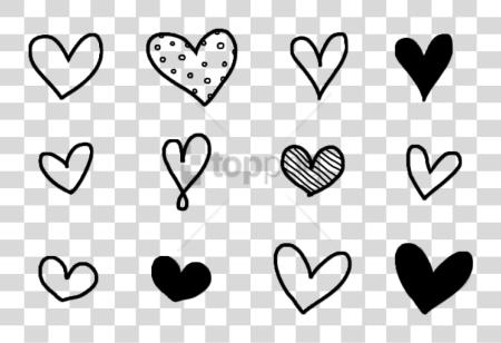 Download Doodle corazón Image con Tiny corazón negro y blanco PNG file