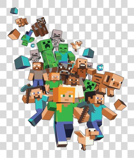 Download minecraft characters crowded walking PNG file