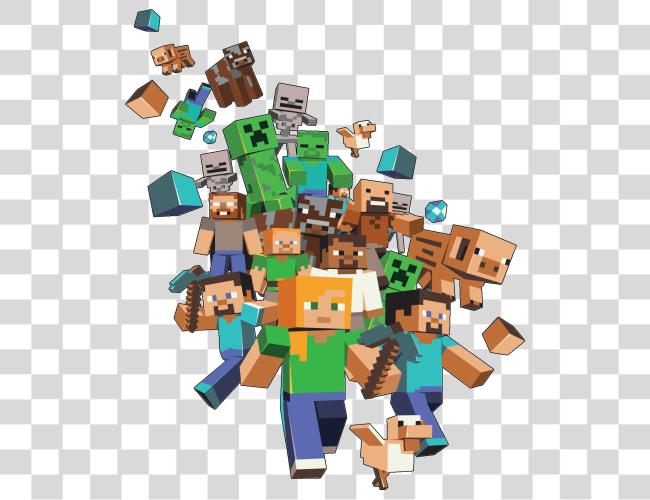 Download minecraft characters crowded walking Clip Art