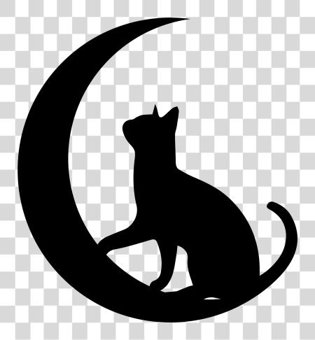 下载 Catmoon Logo 猫 和 月亮 Silhouette PNG file