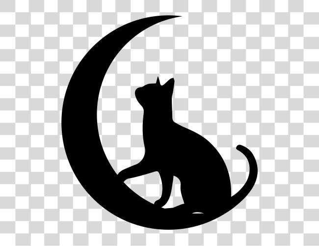 Download Catmoon logotipo gato y luna silueta Clip arte