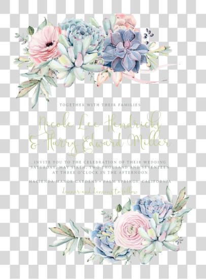 下载 甜 Succulents 婚礼 Invitation Succulent 婚礼 婚礼 Invitation Template PNG file