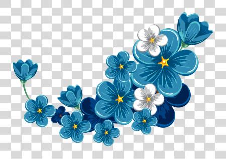 下载 Bloom 花 蓝色 框架 Border Flowers 白色 花束 蓝色 花 Border PNG file