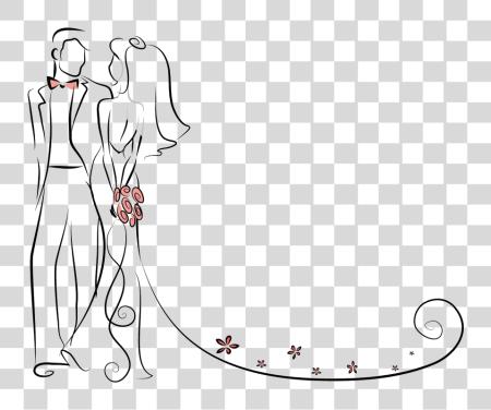 Download Pictures Couple Wedding Bride Invitation Cartoon Bride And Groom Outline PNG file