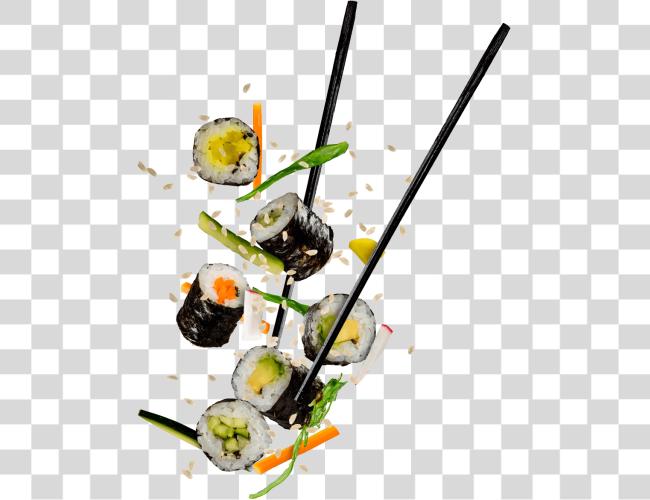 Download A Set Ot Chopsticks Grabbing A Suculent Sushi Roll Sushi Clip Art