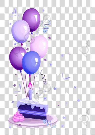 下载 生日 蛋糕 紫色 生日 蛋糕 和 Balloon PNG file