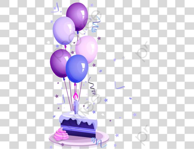 Download Birthday Cake Purple Birthday Cake And Balloon Clip Art