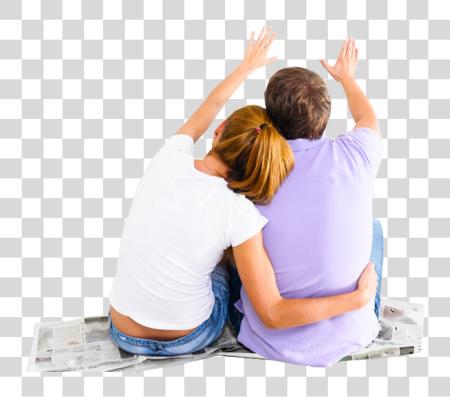 Download People Sitting Back Couple Sitting Together PNG file