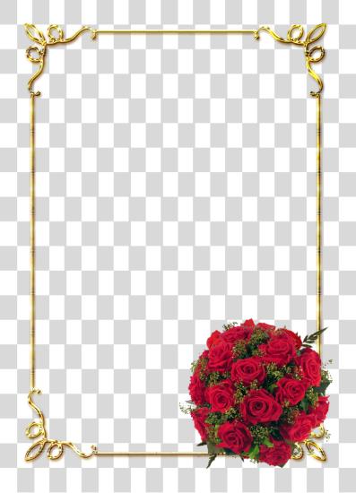 Download Frames Douradas Com Rosa Vermelhas Borders Flowers diseño PNG file