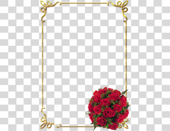 Download Frames Douradas Com Rosa Vermelhas Borders Flowers Design Clip Art