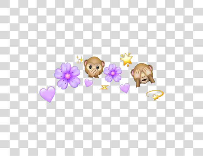 Download Monkey emoji con flor corona emoji flor corona Clip arte