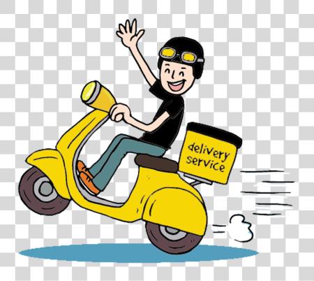 Download Motorcycle Food Delivery Cartoon PNG file