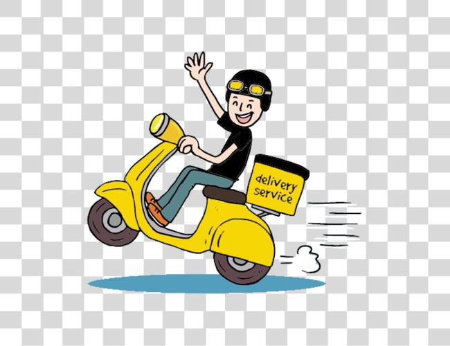 Download Motorcycle Food Delivery Cartoon Clip Art