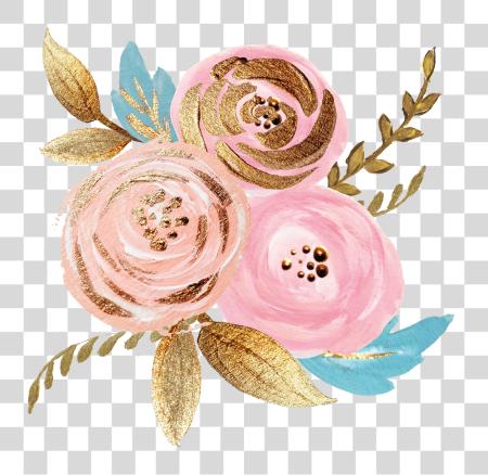 Download Rose Gold Watercolor Floral Floral Watercolor Rose Gold PNG file