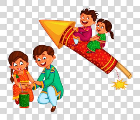 Download Rockets Children Bursting Crackers PNG file