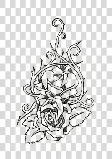 下载 Rose Tattoo Rose Tattoo 線 PNG file