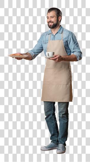 Download Cut Out Man Waiter With Food And Coffee Professions Waiter PNG file