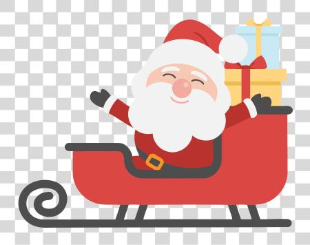 Download Sleigh Big Santa Christmas Tree And Santa PNG file