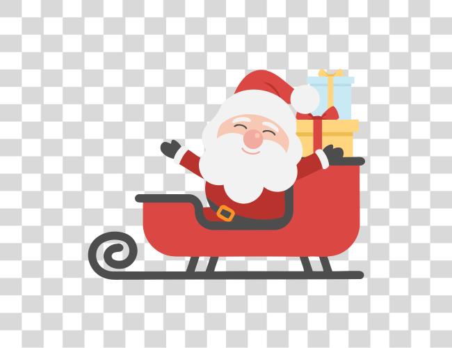 Download Sleigh grande Santa Christmas Tree y Santa Clip arte