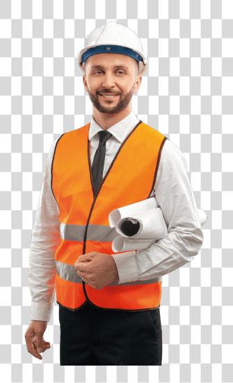 Download civil engineer wearing uniform carrying maps PNG file