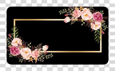 Download frame flowers gold rectangle black Flower Frame Rectangle Gold PNG file