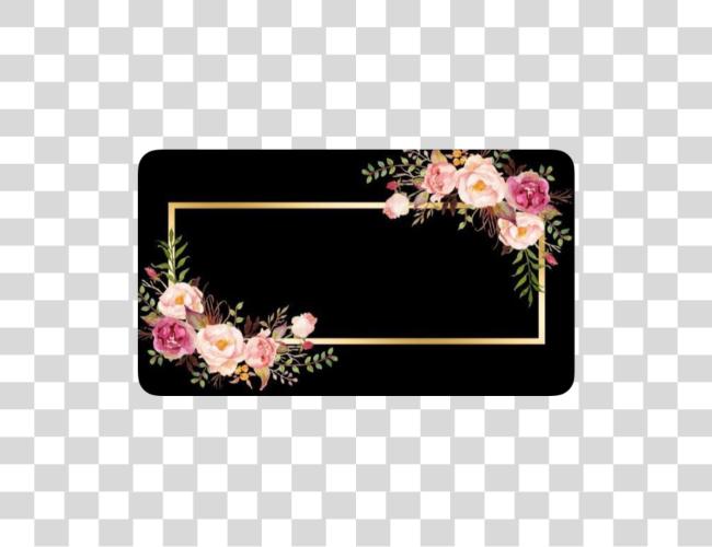 Download frame flowers gold rectangle black Flower Frame Rectangle Gold Clip Art