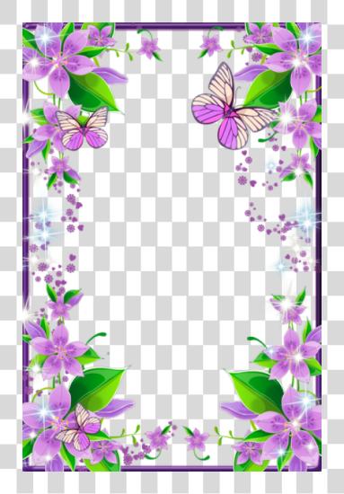 Download Best Stock Photos Light Purple Flowers And Border Flower And Butterfly PNG file