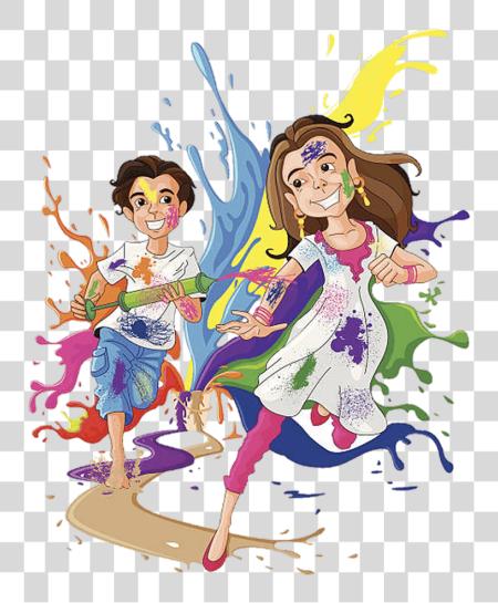 Download Happy Holi cartoon PNG file