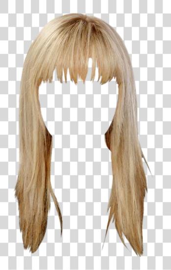 Download Long Straight Casual Hairstyle With Blunt Cut Bangs Blonde Hair With Bangs PNG file