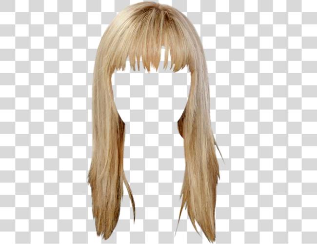 Download Long Straight Casual Hairstyle With Blunt Cut Bangs Blonde Hair With Bangs Clip Art