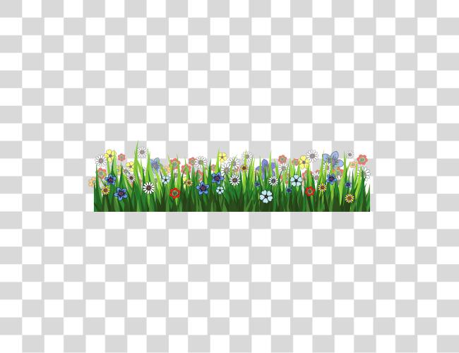 Download Grass Ground With Flowers Picture Flower Garden Cartoon Clip Art