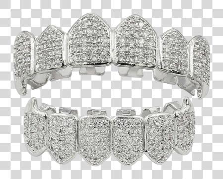 下载 Iced 出 Diamond Grillz 一套 Fiji 水 All 白色 Grillz PNG file