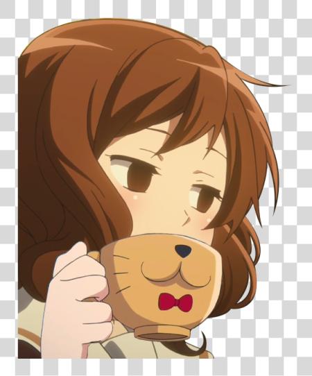 Download Smug anime niña anime niña Sipping té PNG file