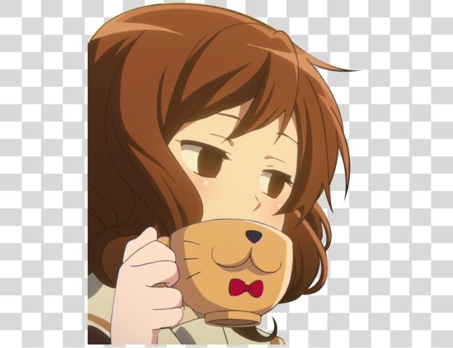 Download Smug Anime Girl Anime Girl Sipping Tea Clip Art