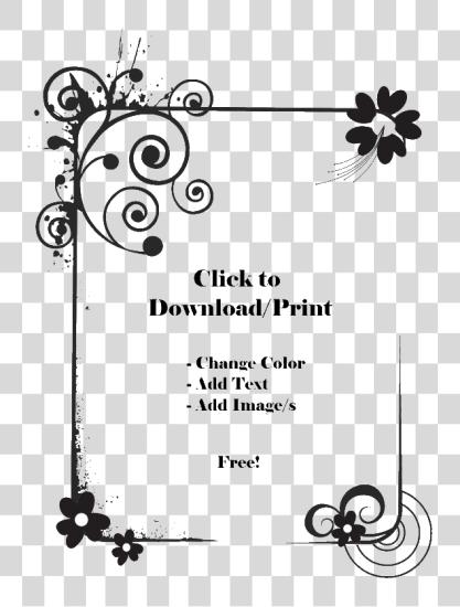 Download Award Certificate Border Flower Black And White Border Designs PNG file