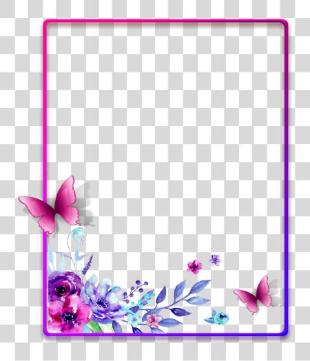 Download Ftestickers Frame Borders Watercolor Flowers Pimk Purple Watercolor Flowers PNG file