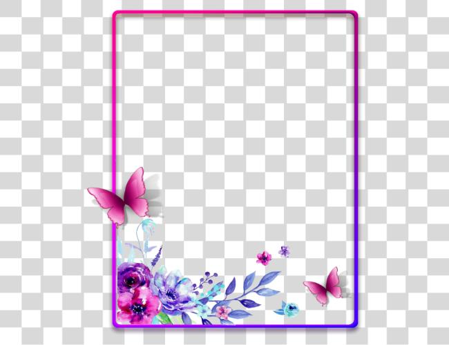 Download Ftestickers Frame Borders Watercolor Flowers Pimk Purple Watercolor Flowers Clip Art