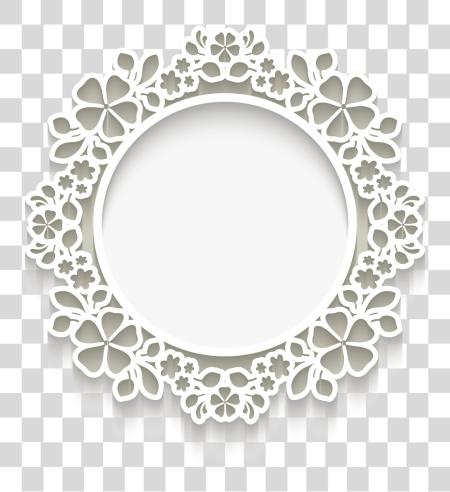 Download frame white 3d circle portrait flowers decor Doily PNG file