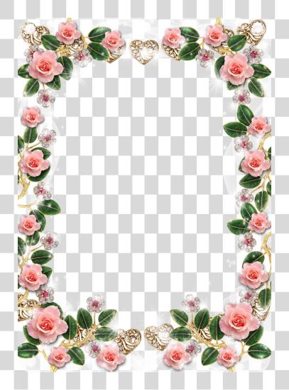 下载 精致 花卉 Jewelries 和 粉红色 玫瑰 Picture 框架 Rose 花 框架 PNG file