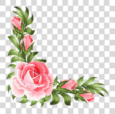 Download Rose Corner Decoration Pink Corner Flowers PNG file