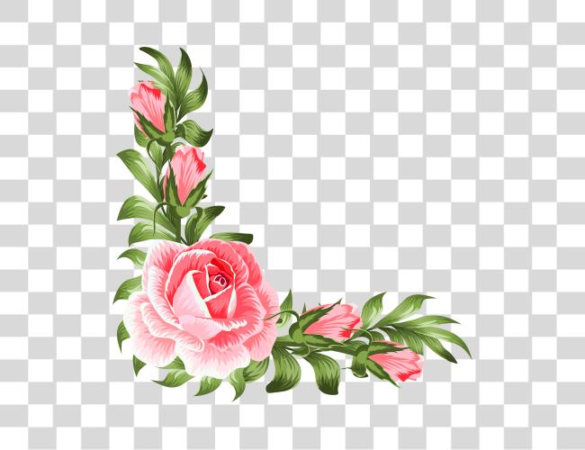 Download Rose Corner Decoration Pink Corner Flowers Clip Art