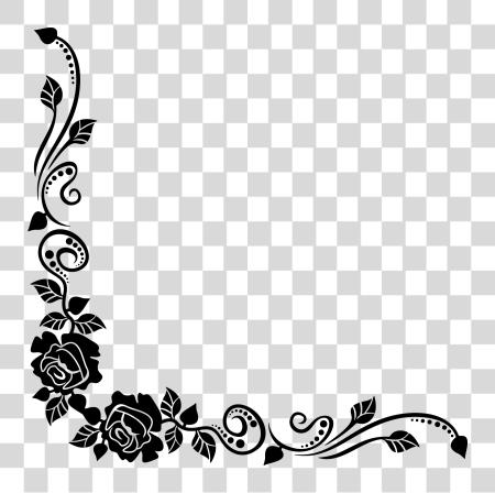 Download Black Rose Best Borders Flower Bouquet Roses Border Design Black And White PNG file