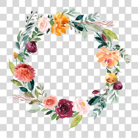 تحميل This Graphics يكون Garland متجه About Watercolorflowers برتقالي زهرة Wreath بي ان جي ملف