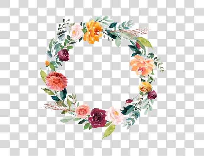 Download This Graphics Is Garland Vector About Watercolorflowers Orange Flower Wreath Clip Art