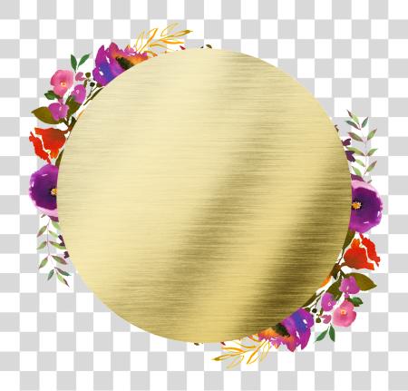 Download Hand Painted Round Frame Back Flower Wreath PNG file