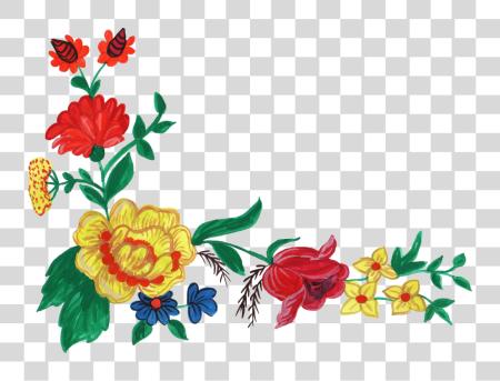 Download 5 Watercolor Flower Corner Vol Flowers PNG file