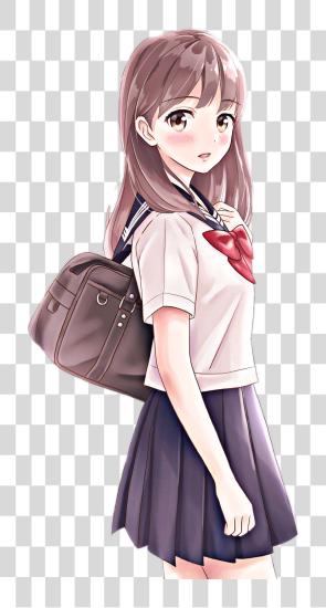 Download anime girl school schoolgirl student beautiful Anime Girl Student PNG file