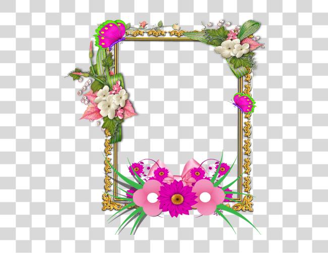 Download Flower Frame Frame Floral Photo Frame Wreath Beautiful Flower Butterfly Frame Clip Art